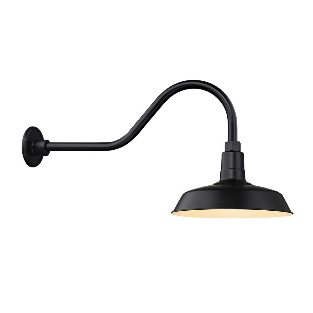 Black Outdoor Wall Lighting Pertaining To Latest Barn Light Outdoor Wall Light Black With Gooseneck Arm 12" Shade (View 20 of 20)