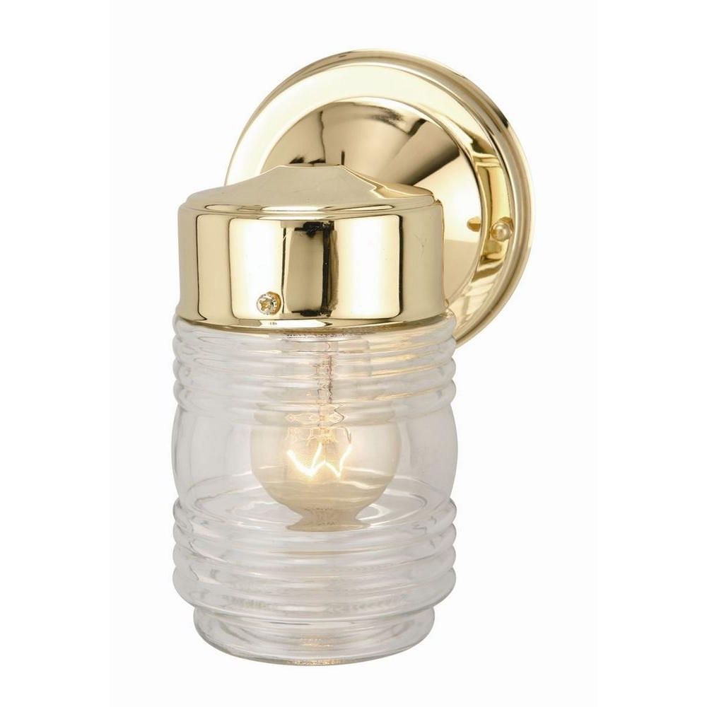 Design House Polished Brass Outdoor Wall Mount Jelly Jar Wall Light In Latest Polished Brass Outdoor Wall Lighting (View 15 of 20)
