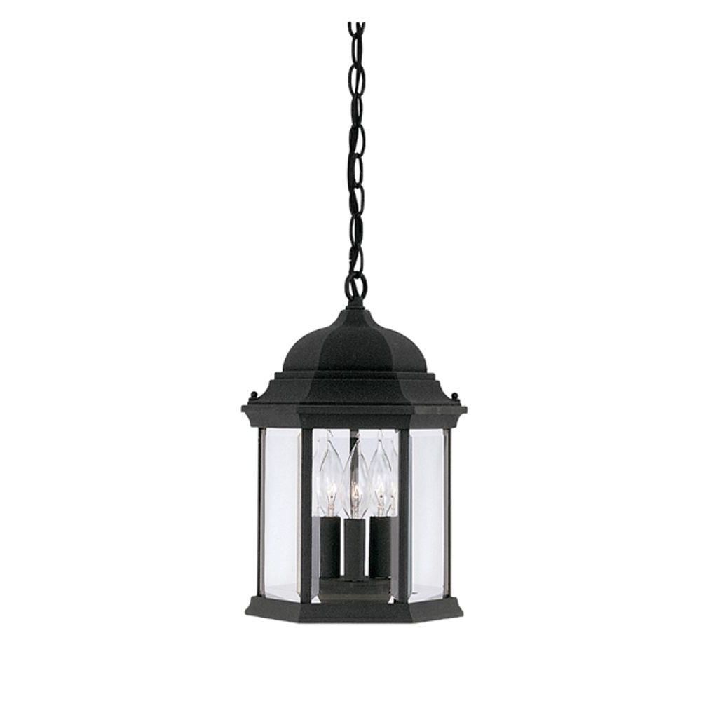 Designers Fountain Erving Collection 3 Light Black Outdoor Hanging Pertaining To Best And Newest Hanging Outdoor Onion Lights (View 6 of 20)