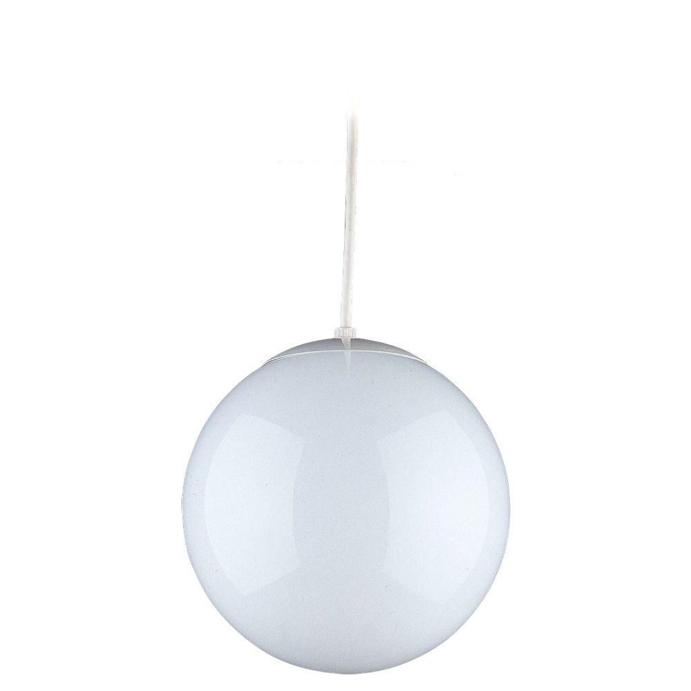 Funky Outdoor Hanging Lights In Most Recent Sea Gull Lighting Globe 1 Light White Hanging Pendant 6024 15 – The (View 9 of 20)
