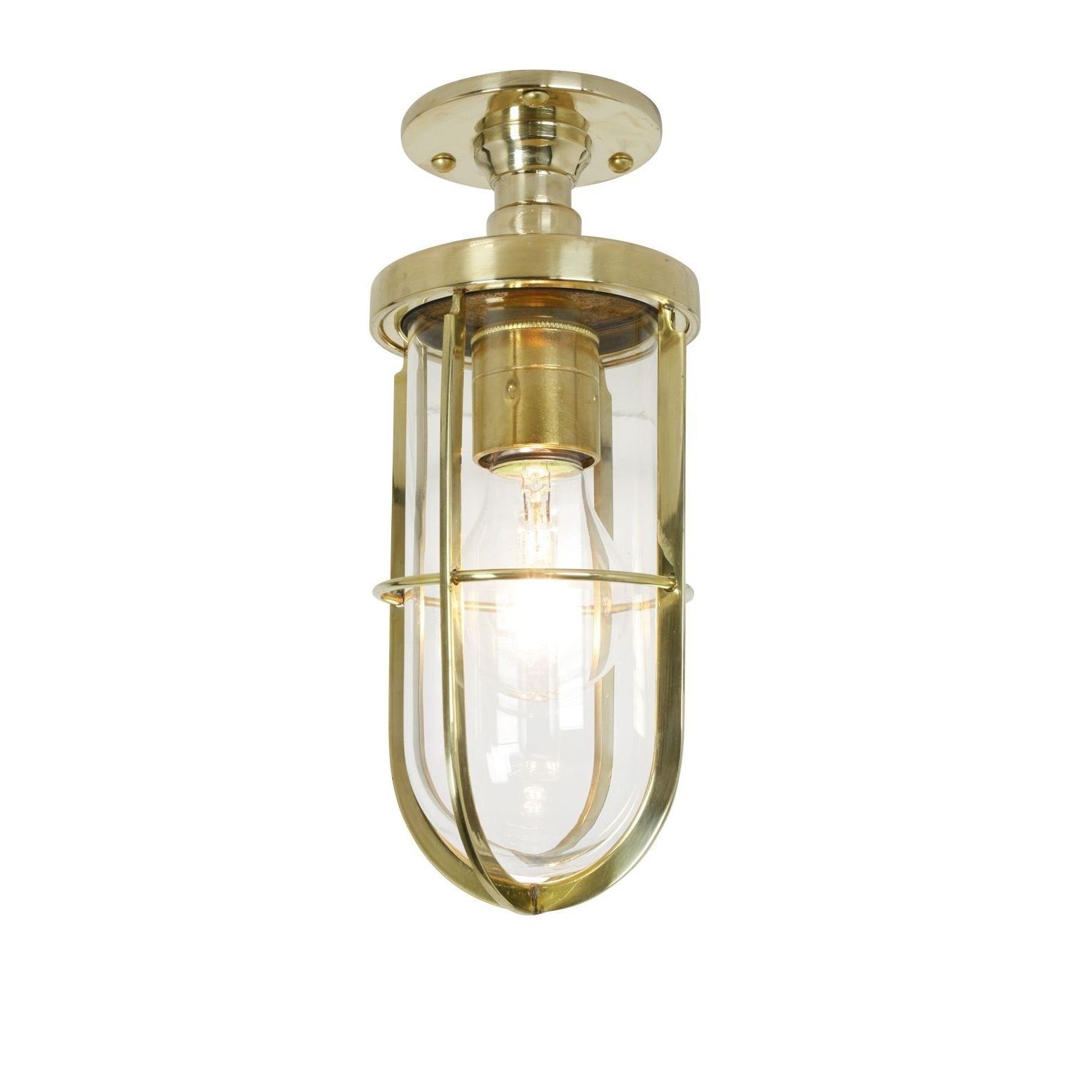 Guarded Ceiling Light Manufactured From Brass (View 18 of 20)