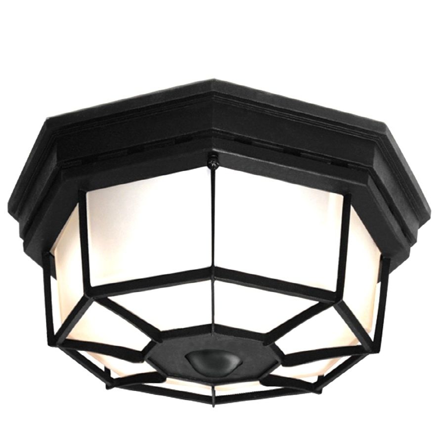 Hampton Bay 360° Square 4 Light Black Motion Sensing Outdoor Flush Within Famous Outdoor Ceiling Lights With Sensor (Photo 19 of 20)