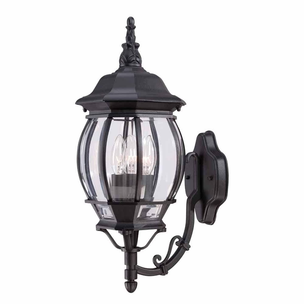 Hampton Bay Outdoor Wall Lighting With Regard To Famous Hampton Bay 3 Light White Outdoor Wall Lantern Hb7028 06 – The Home (View 2 of 20)
