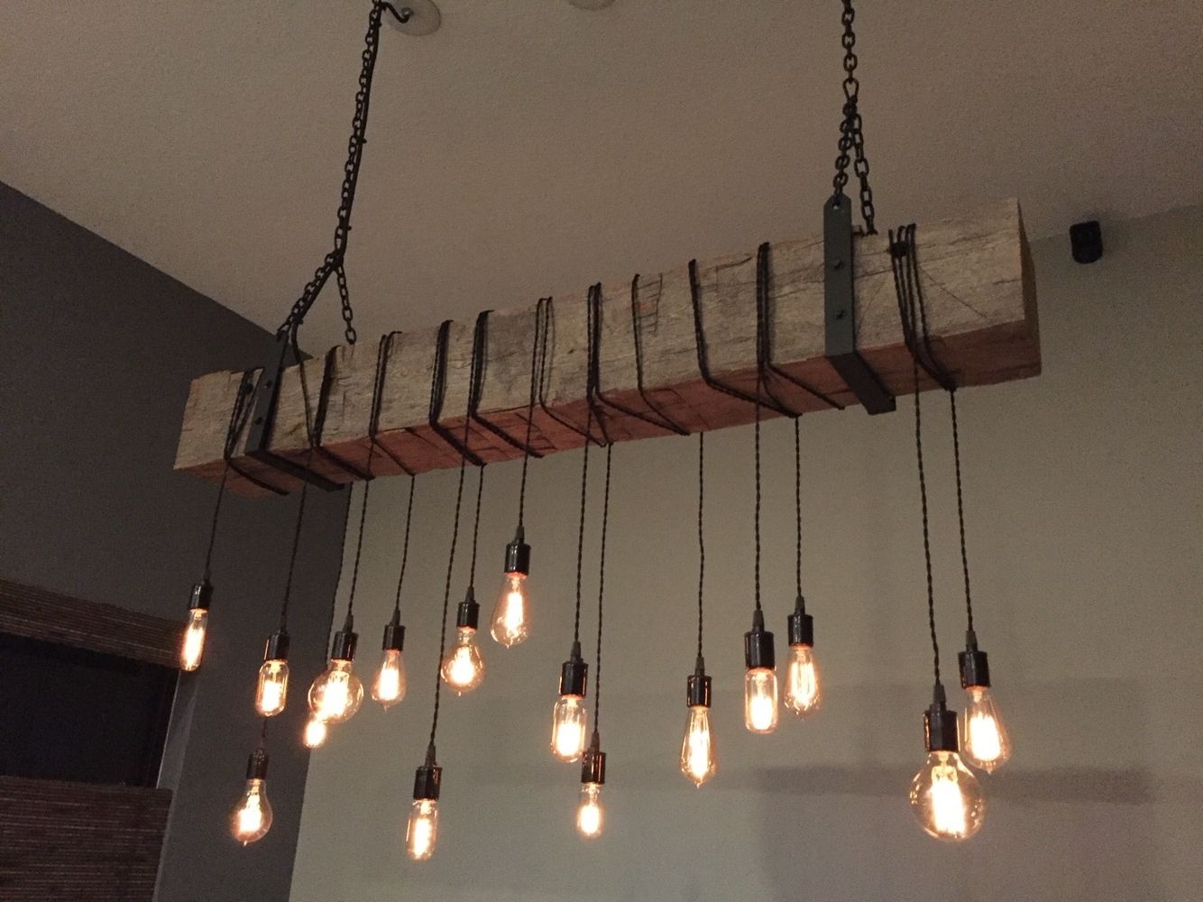 Industrial Outdoor Hanging Lights With Well Known Barn Beam Chandelier/light Fixture With Wrapped Lights, Metal (View 11 of 20)