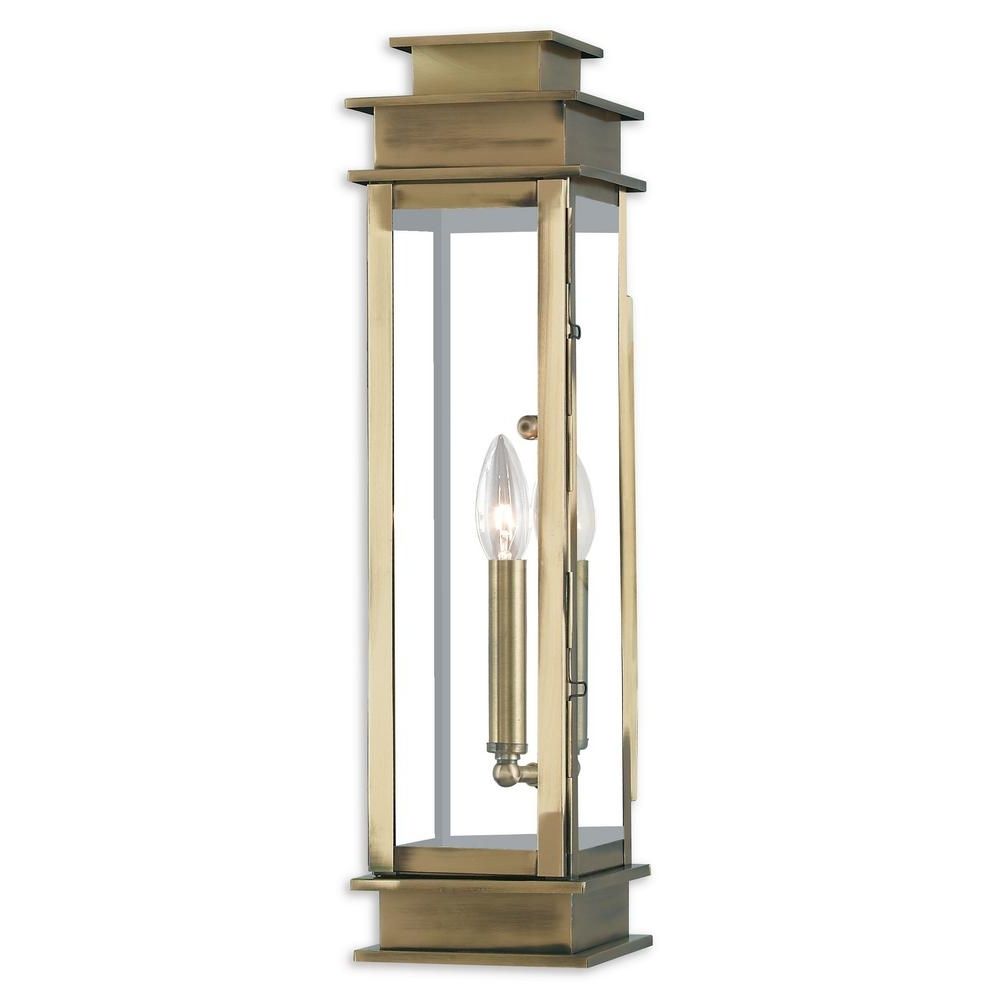 Most Current Antique Brass Outdoor Lighting Throughout Livex Lighting Princeton 1 Light Antique Brass Outdoor Wall Mount (View 16 of 20)
