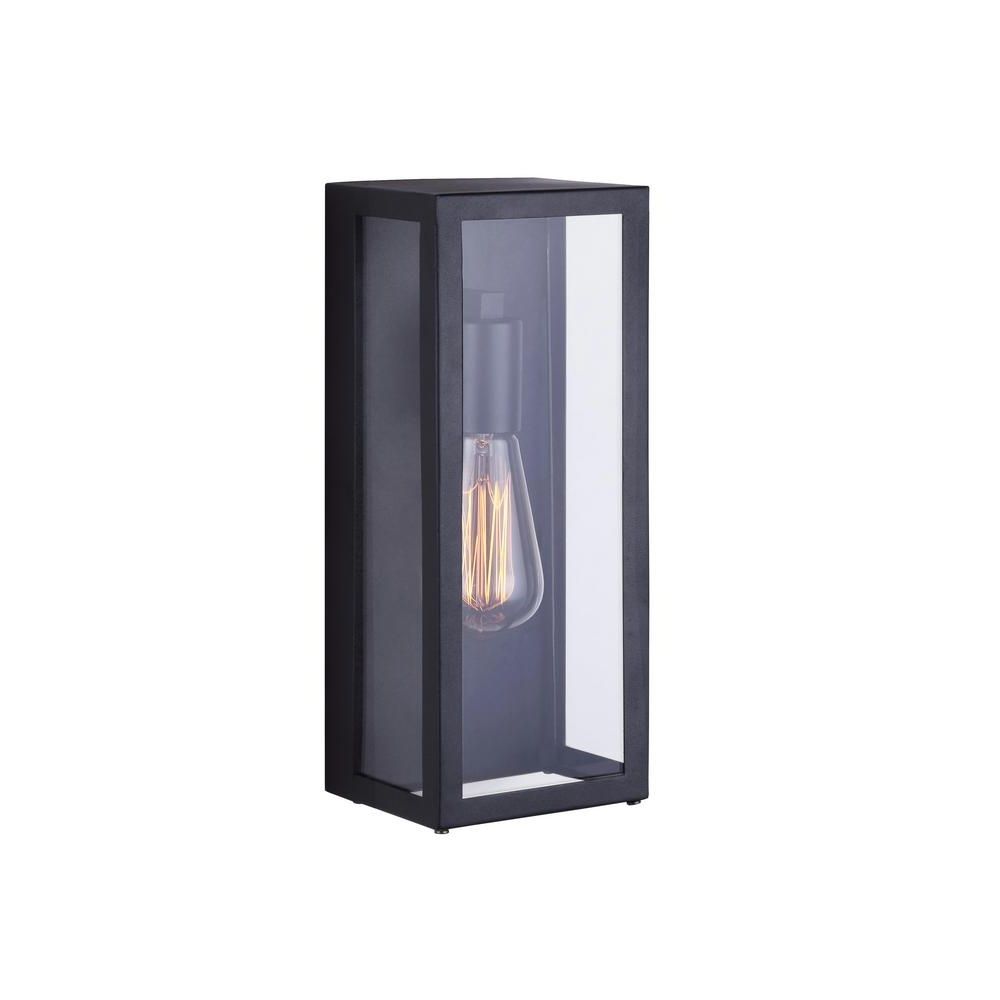 Most Popular Canarm Galia 1 Light Black Outdoor Wall Light With Clear Glass Throughout Outdoor Wall Light Glass (View 1 of 20)