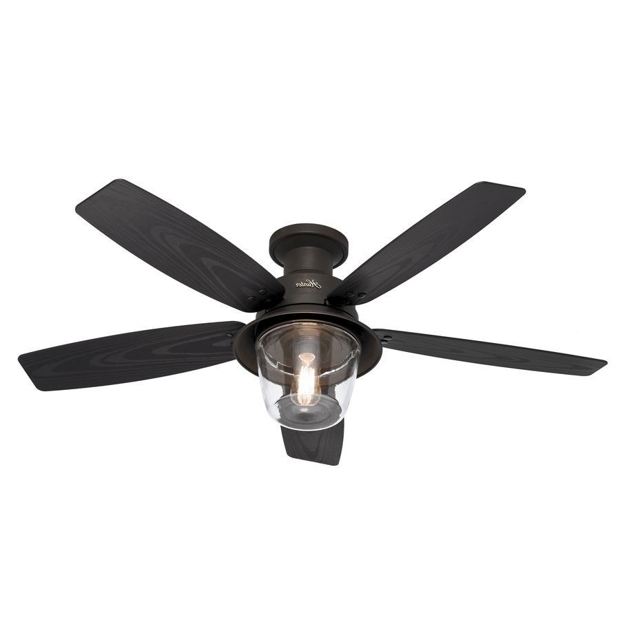 Most Recent Outdoor Ceiling Fans With Flush Mount Lights Inside Shop Hunter Allegheny 52 In New Bronze Flush Mount Indoor/outdoor (Photo 9 of 20)
