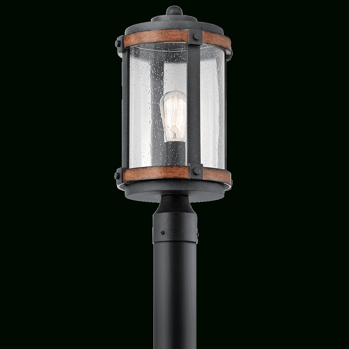 Most Up To Date Barrington 1 Light Outdoor Post Light In Distressed Black Metal & Wood With Outdoor Post Lights Kichler Lighting (View 8 of 20)