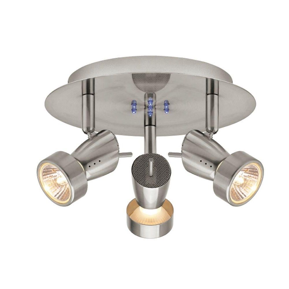 Most Up To Date Outdoor Directional Ceiling Lights In Hampton Bay 3 Light Brushed Nickel Semi Flush Mount Directional (View 3 of 20)