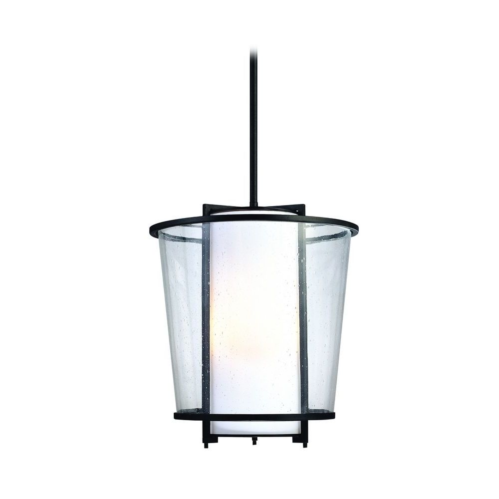 Most Up To Date Unique Outdoor Hanging Lights Intended For Modern Outdoor Hanging Light With White Glass In Forged Bronze (View 10 of 20)