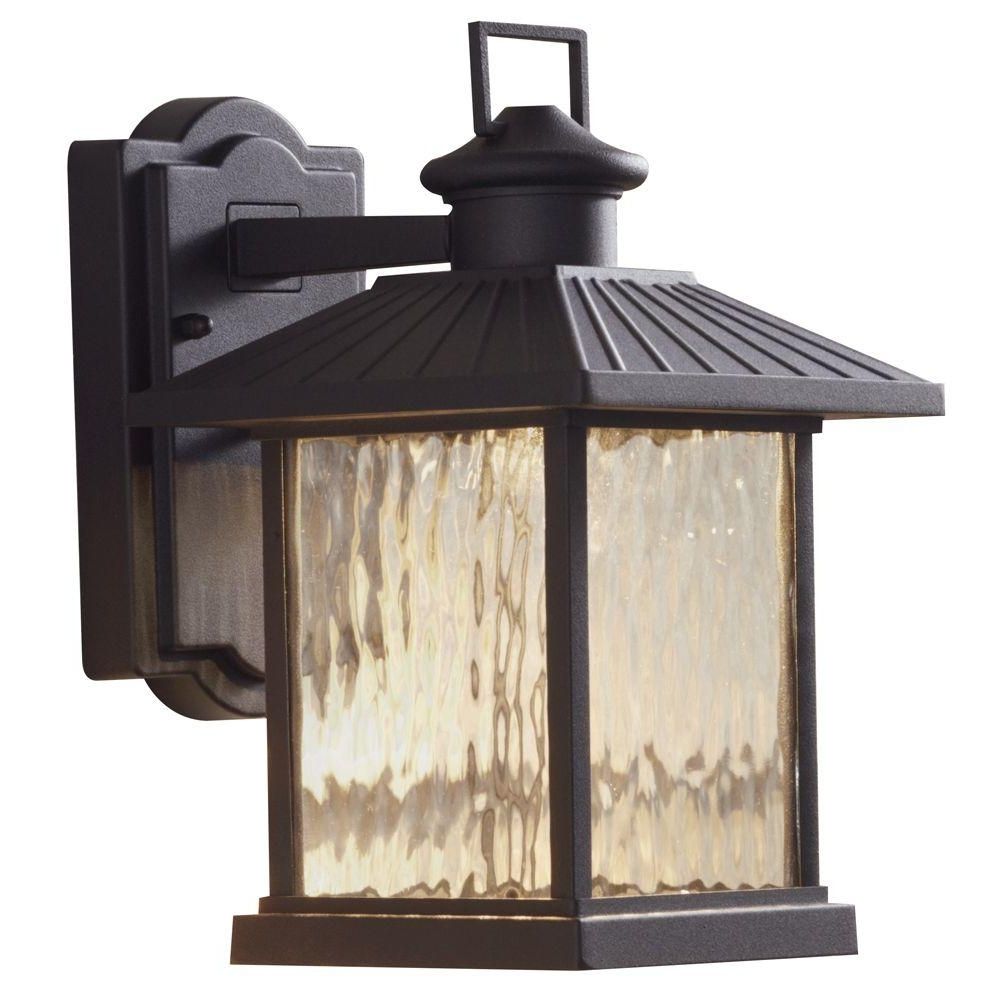 Newest Hampton Bay Lumsden 7 In. Black Outdoor Integrated Led Wall Mount In Outdoor Wall Lighting With Photocell (Photo 6 of 20)