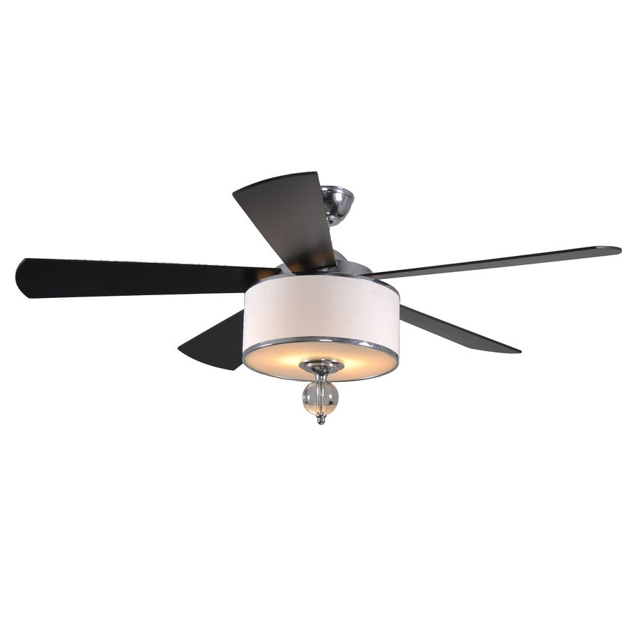 Outdoor Ceiling Fans With Light At Lowes In Best And Newest Shop Allen + Roth Victoria Harbor 52 In Polished Chrome Downrod (Photo 20 of 20)