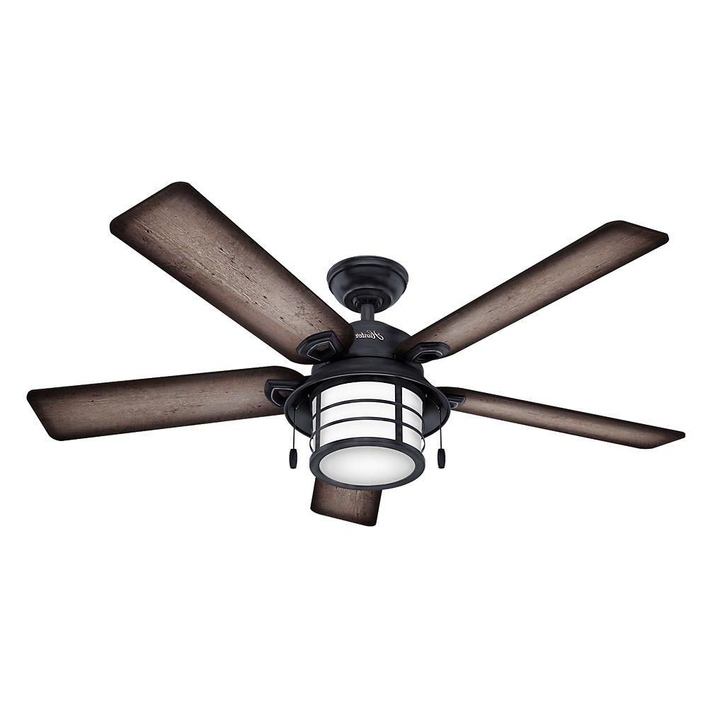 Outdoor Ceiling Fans With Lights With Regard To Most Up To Date Hunter Key Biscayne 54 In (View 9 of 20)