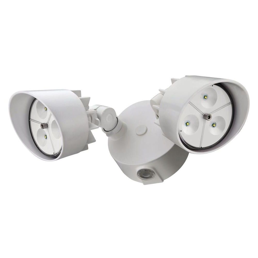 Outdoor Ceiling Security Lights Regarding Most Current Lithonia Lighting 2 Head White Outdoor Led Wall Mount Flood Light (View 9 of 20)