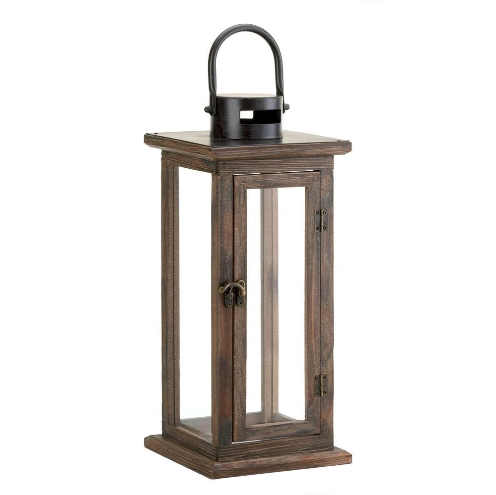 Outdoor Hanging Candle Lanterns With Regard To Trendy Decorative Candle Lanterns, Large Wood Rustic Outdoor Candle Lantern (View 1 of 20)