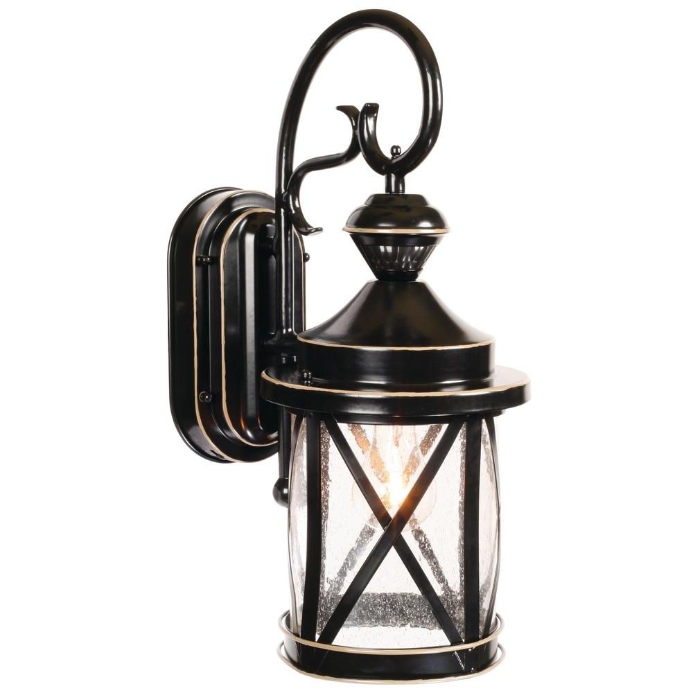 Outdoor Wall Lights With Gfci Outlet Within Latest Hampton Bay Die Cast Exterior Lantern With Gfci Black Md 31343 – The (View 12 of 20)