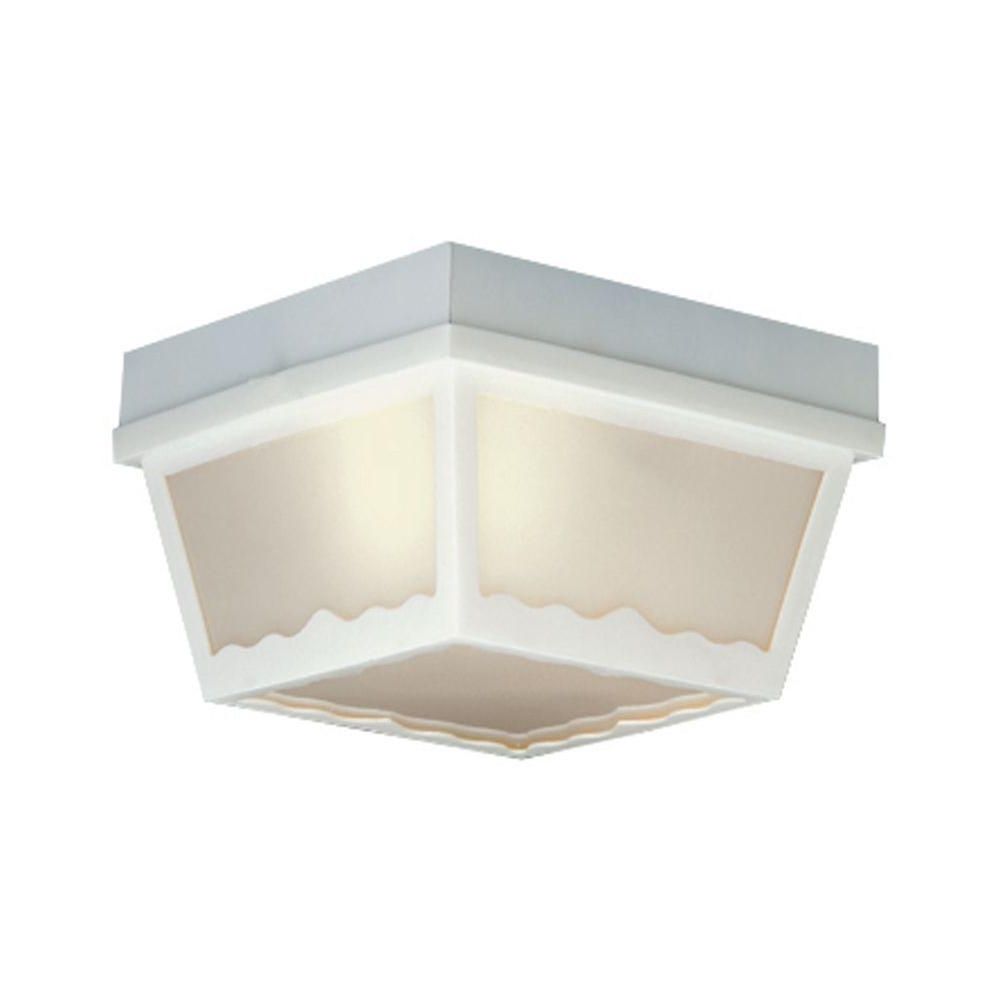 Plastic Outdoor Ceiling Lights Within Most Up To Date Thomas Lighting 1 Light Matte White Outdoor Ceiling Flush Mount (View 1 of 20)