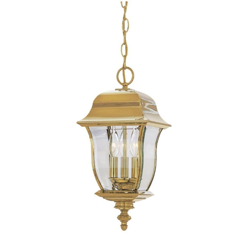 Polished Brass Outdoor Ceiling Lights In Recent Designers Fountain Oak Harbor Polished Brass 3 Light Outdoor Hanging (View 1 of 20)