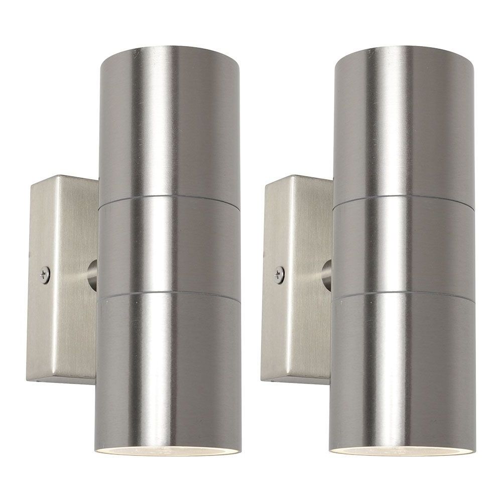 Popular 2 Pack Of Kenn Up & Down Light Outdoor Wall Light – Satin Chrome For Up And Down Outdoor Wall Lighting (View 1 of 20)