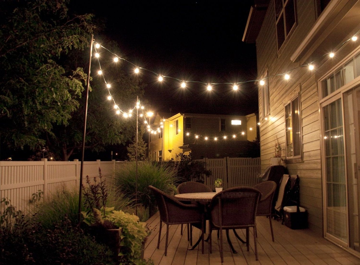 Recent Inexpensive Outdoor Hanging Lights With How To Make Inexpensive Poles To Hang String Lights On – Café Style (View 1 of 20)