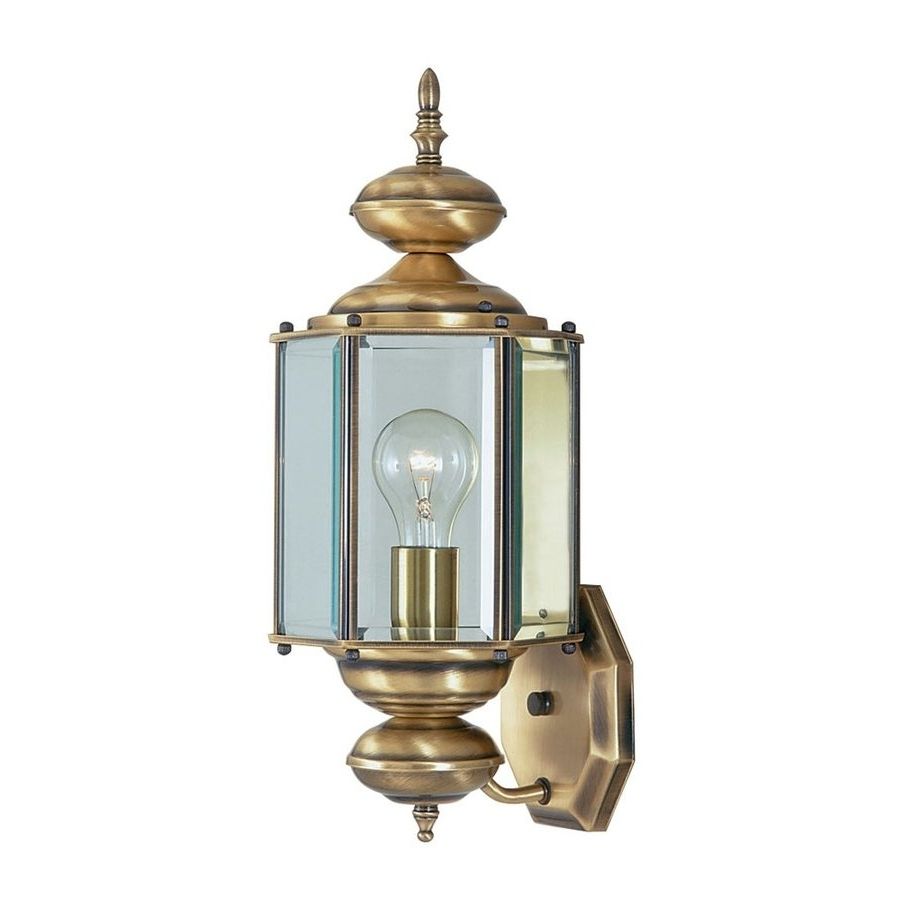 Trendy Shop Livex Lighting Outdoor Basics 17 In H Antique Brass Medium Base Intended For Antique Brass Outdoor Lighting (View 15 of 20)