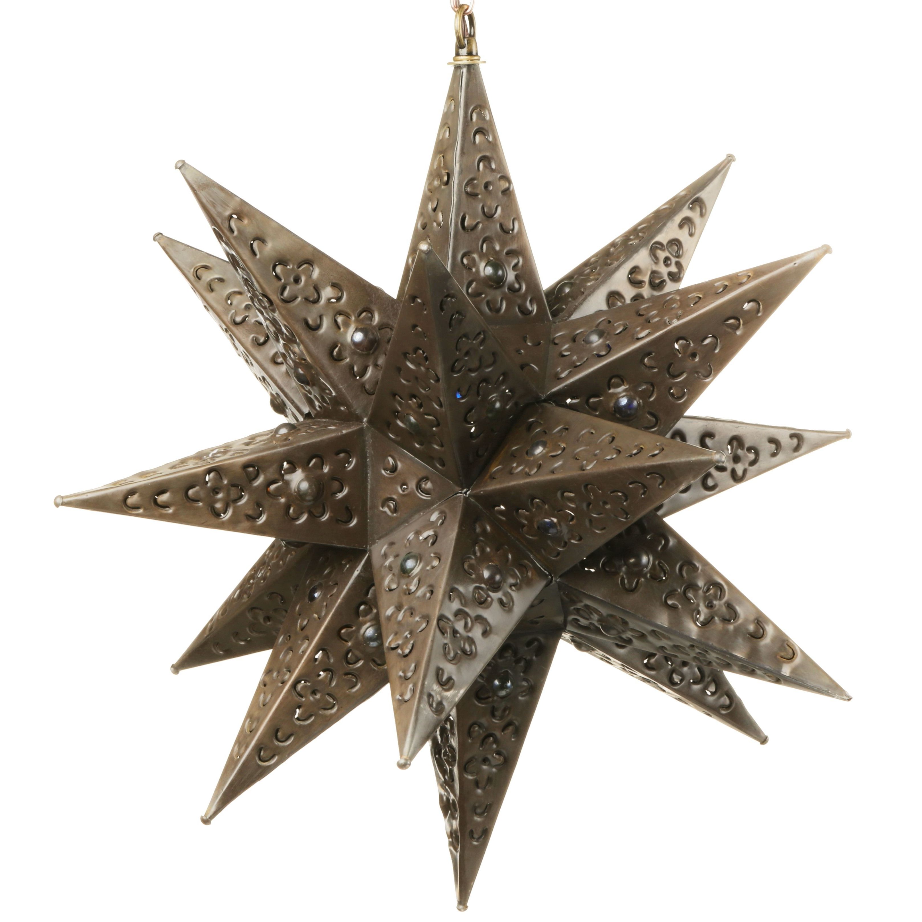 Well Known Hanging Mexican Punched Tin Star Light With Marbles (View 10 of 20)