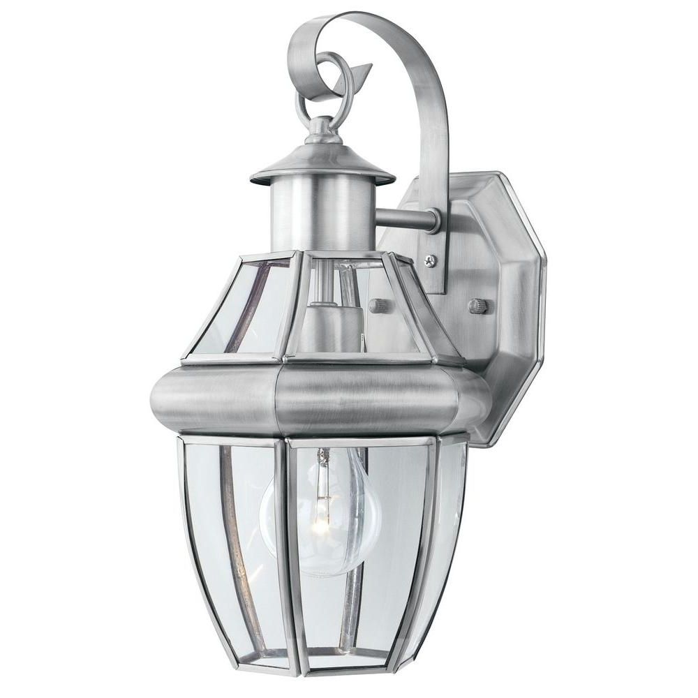 Well Known Thomas Lighting Heritage 1 Light Brushed Nickel Outdoor Wall Mount With Nickel Outdoor Wall Lighting (View 10 of 20)