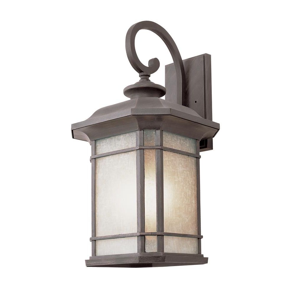 Bel Air Lighting 1 Light Fluorescent Outdoor Rust With Tea Stained Regarding Fashionable Outdoor Tea Light Lanterns (View 18 of 20)