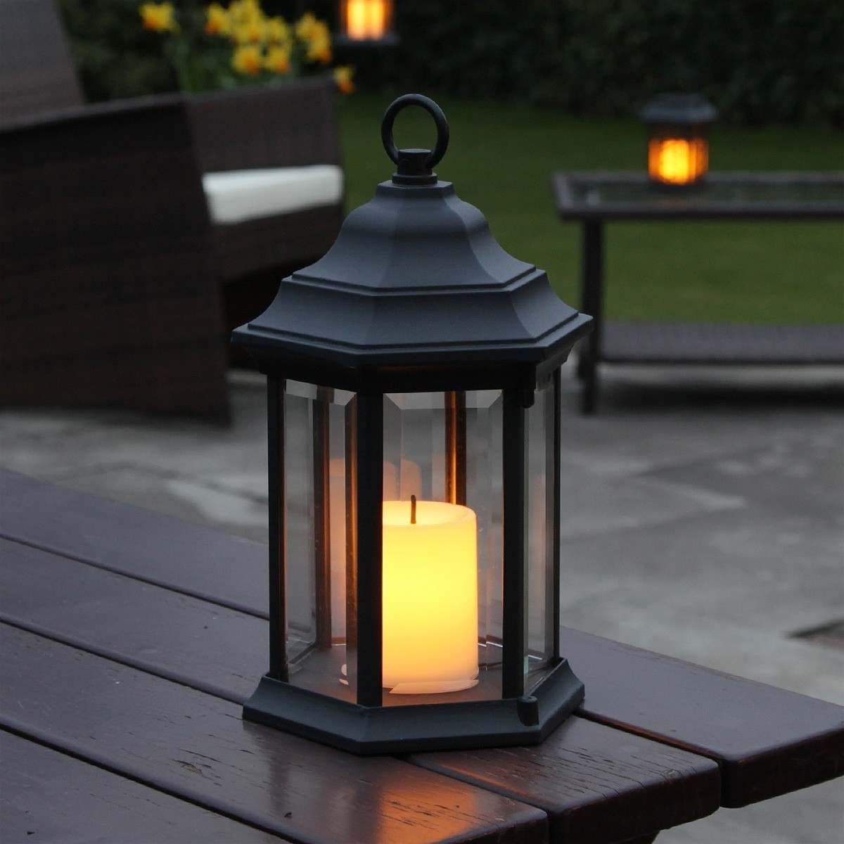 Best And Newest Outdoor Battery Flickering Candle Lantern With Timer, Patio Lantern Pertaining To Outdoor Timer Lanterns (View 10 of 20)