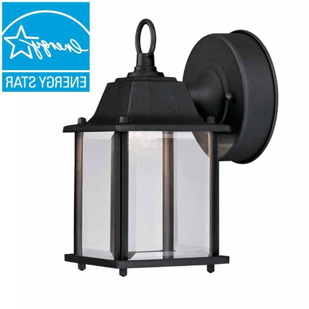 Led Outdoor Lanterns In Well Known Hampton Bay Black Outdoor Led Wall Lantern Hb7002 05 – The Home Depot (View 1 of 20)
