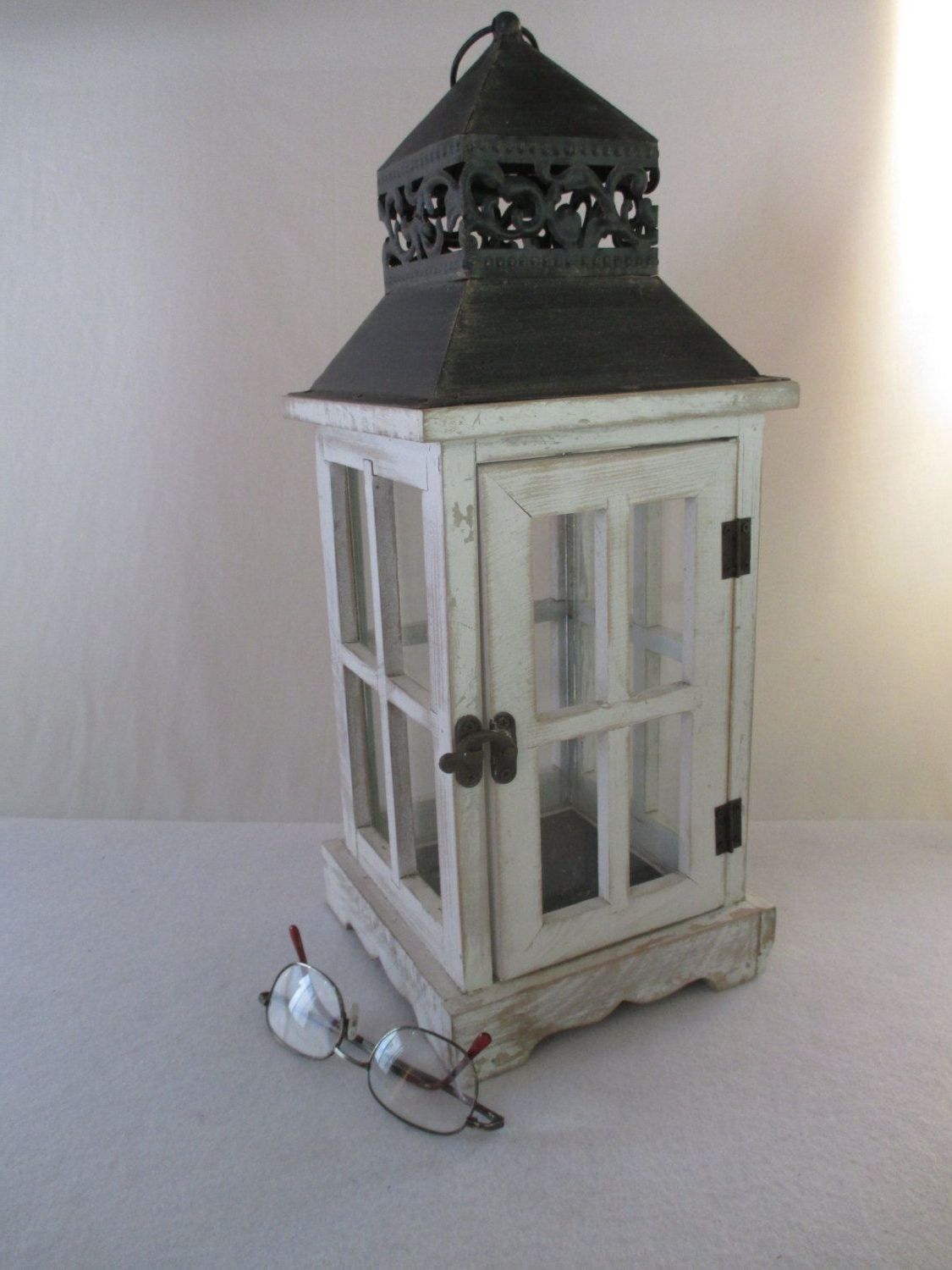 Most Current Etsy Outdoor Lanterns In Candle Lantern, Vintage Pearlized Glass Metal, Deck Patio Garden (View 4 of 20)