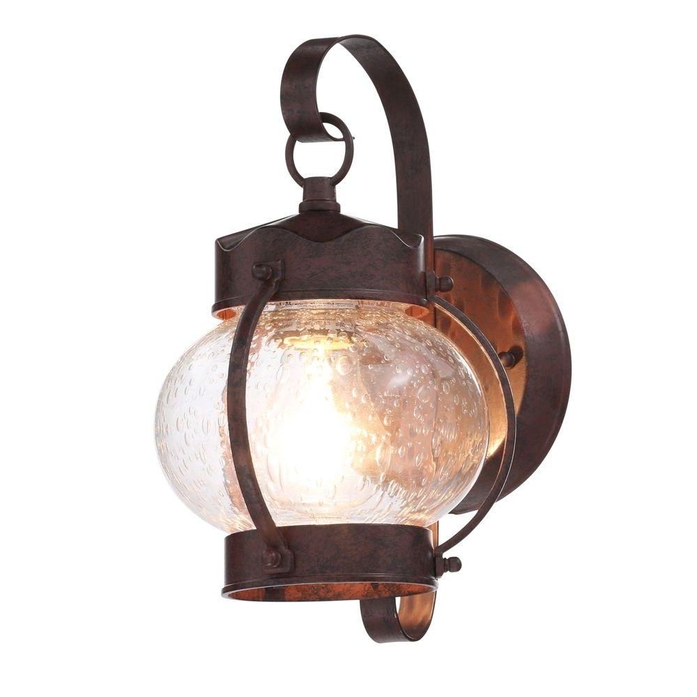 Outdoor Glass Lanterns Throughout Fashionable Glomar 1 Light Old Bronze Outdoor Onion Wall Mount Lantern With (View 1 of 20)