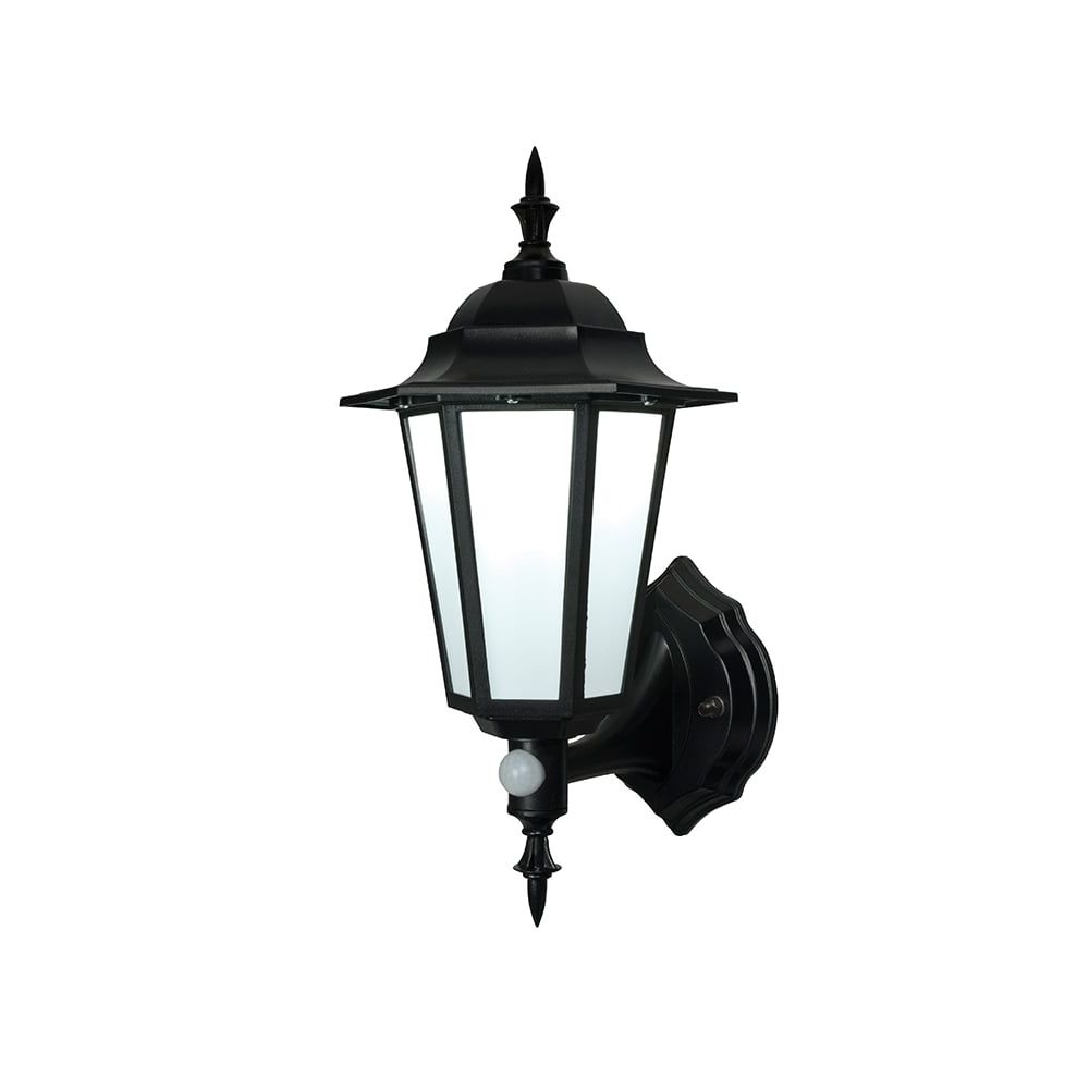 Outdoor Lanterns With Pir With Regard To Most Up To Date Endon Evesham Black Outdoor Led Wall Light With Sensor (View 9 of 20)