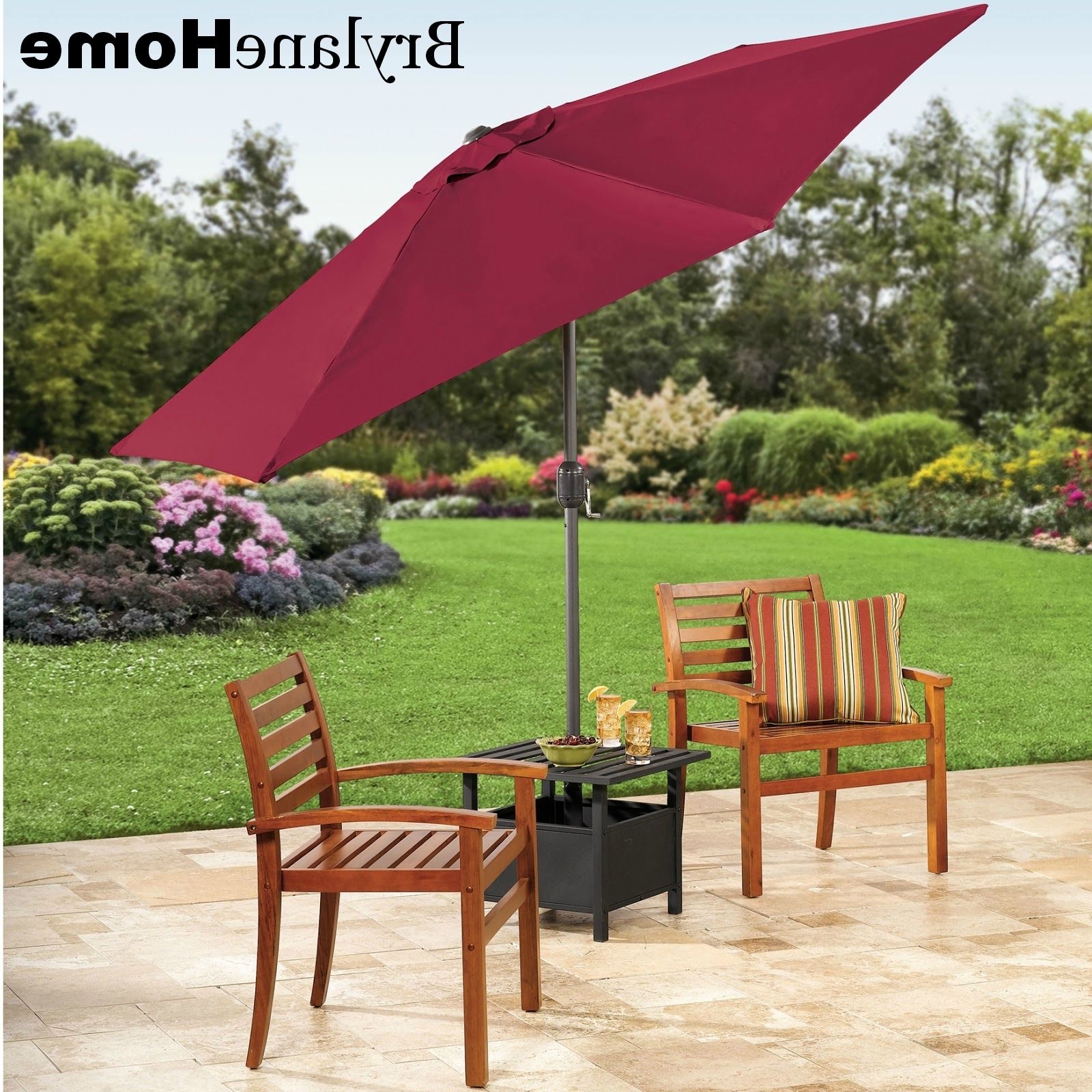 Patio Umbrella Stand Side Tables Regarding Best And Newest The Funky Monkey: Giveaway: Brylanehome 9' Patio Umbrella And (View 15 of 20)