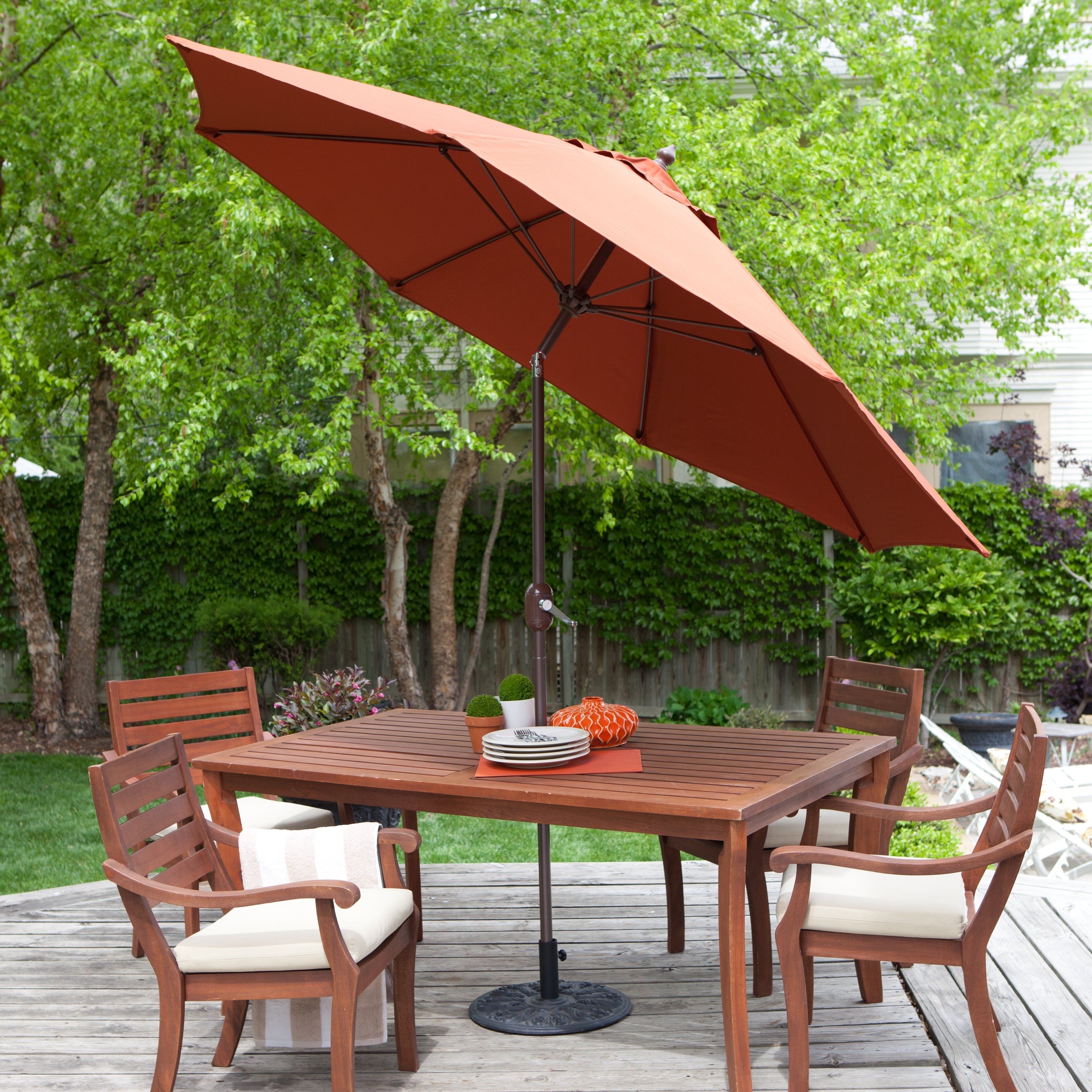 Patio Umbrellas For Tables With Regard To 2018 Galtech Sunbrella 11 Ft. Maximum Shade Deluxe Aluminum Auto Tilt (Photo 4 of 20)