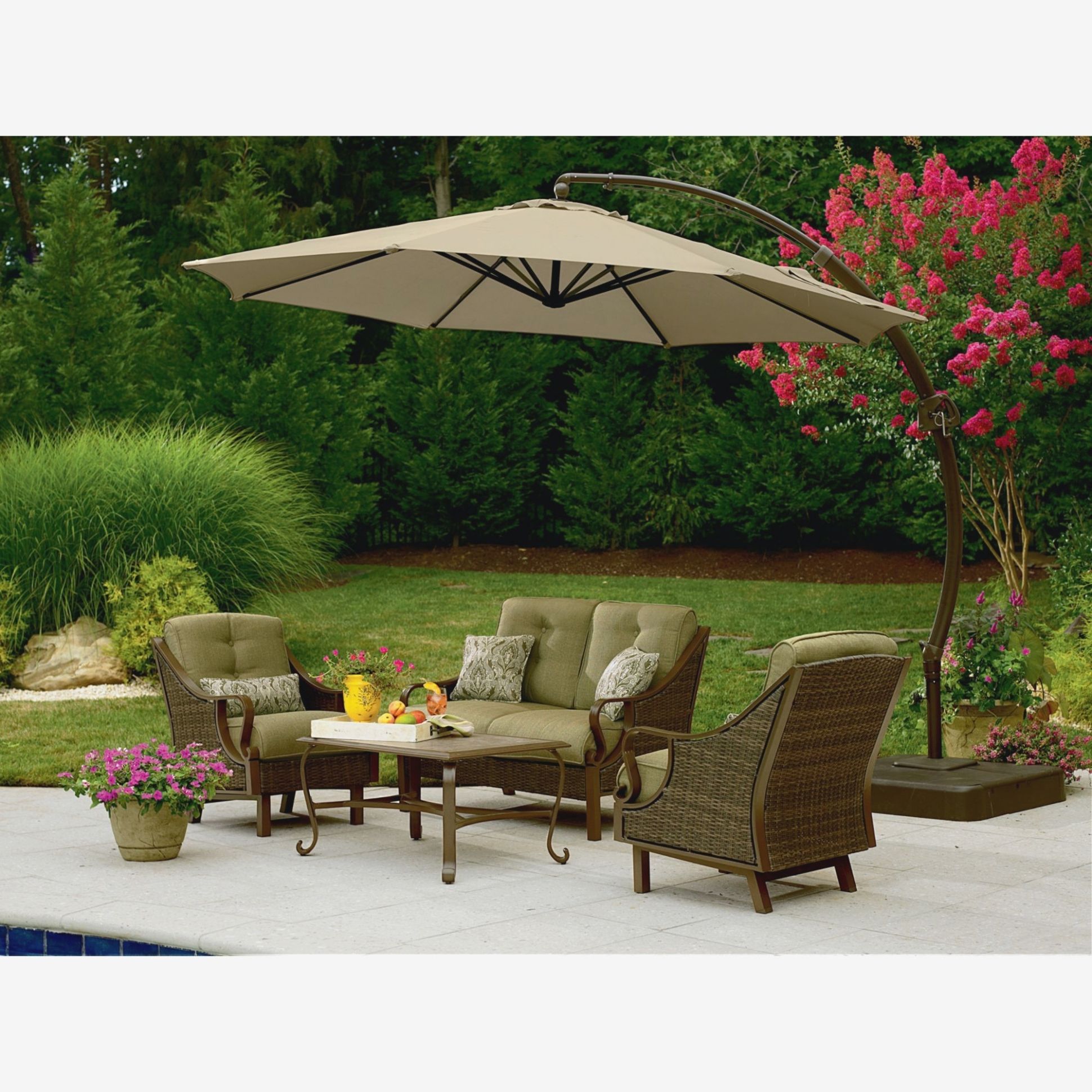 Sears Patio Umbrellas Regarding Recent Steel Round Offset Umbrella: Stay Coolthe Pool At Sears . (View 1 of 20)