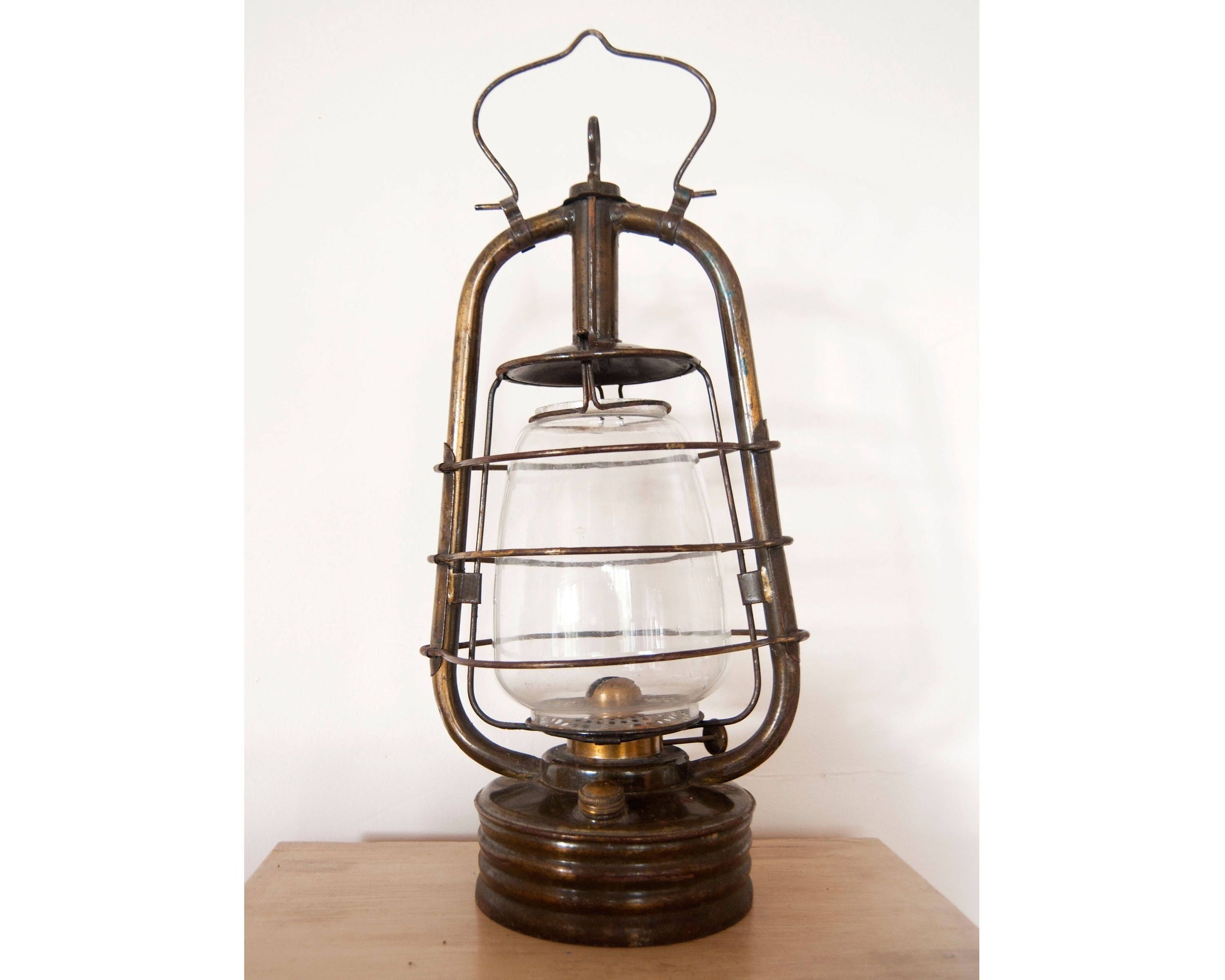 Vintage Lantern Oil Lamp – Antique French Hurricane Brass Lamp With Most Current Outdoor Kerosene Lanterns (View 13 of 20)