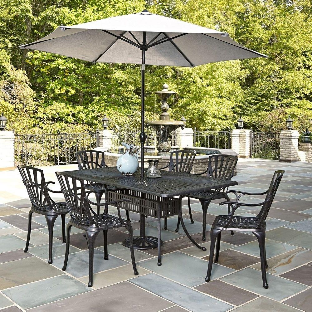Well Liked Home Styles Largo 7 Piece Outdoor Patio Dining Set With Umbrella With Patio Table Sets With Umbrellas (View 1 of 20)