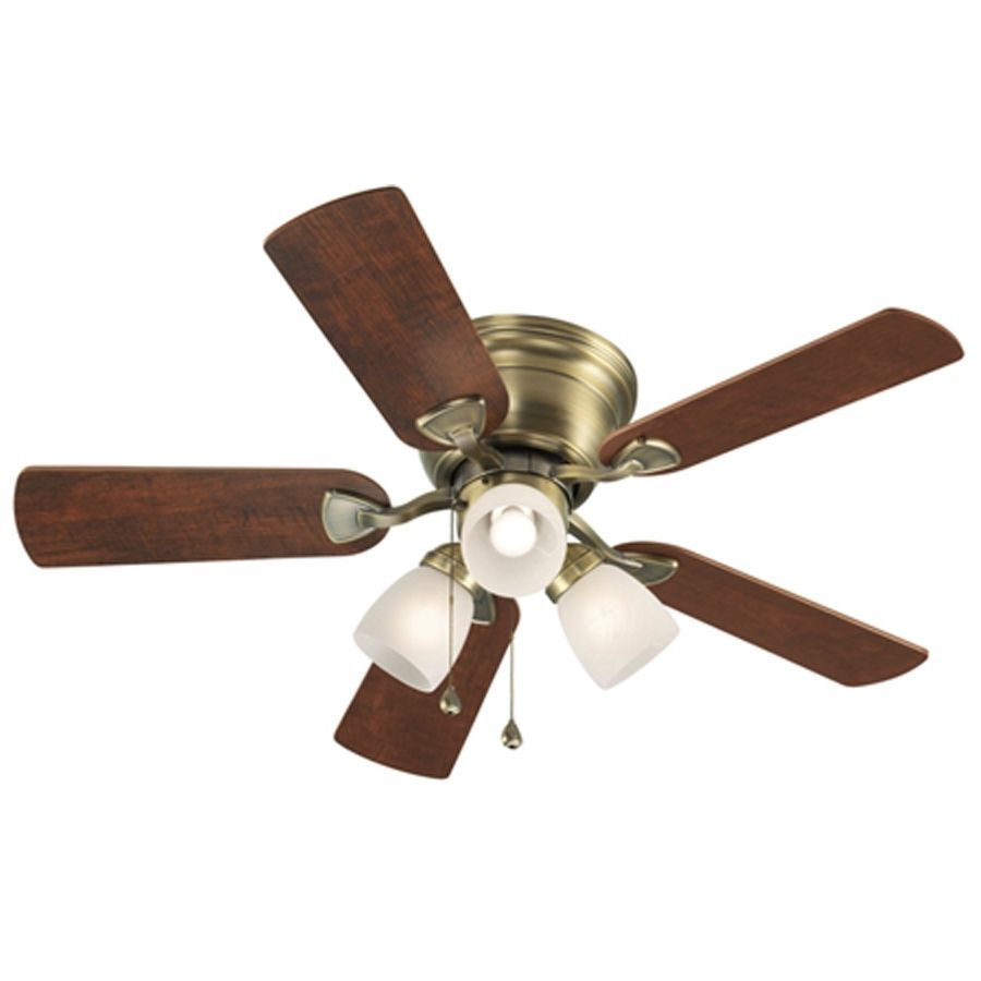 42 Outdoor Ceiling Fans With Light Kit Regarding Famous Shop Harbor Breeze Centreville 42 In Antique Brass Indoor Flush (Photo 18 of 20)