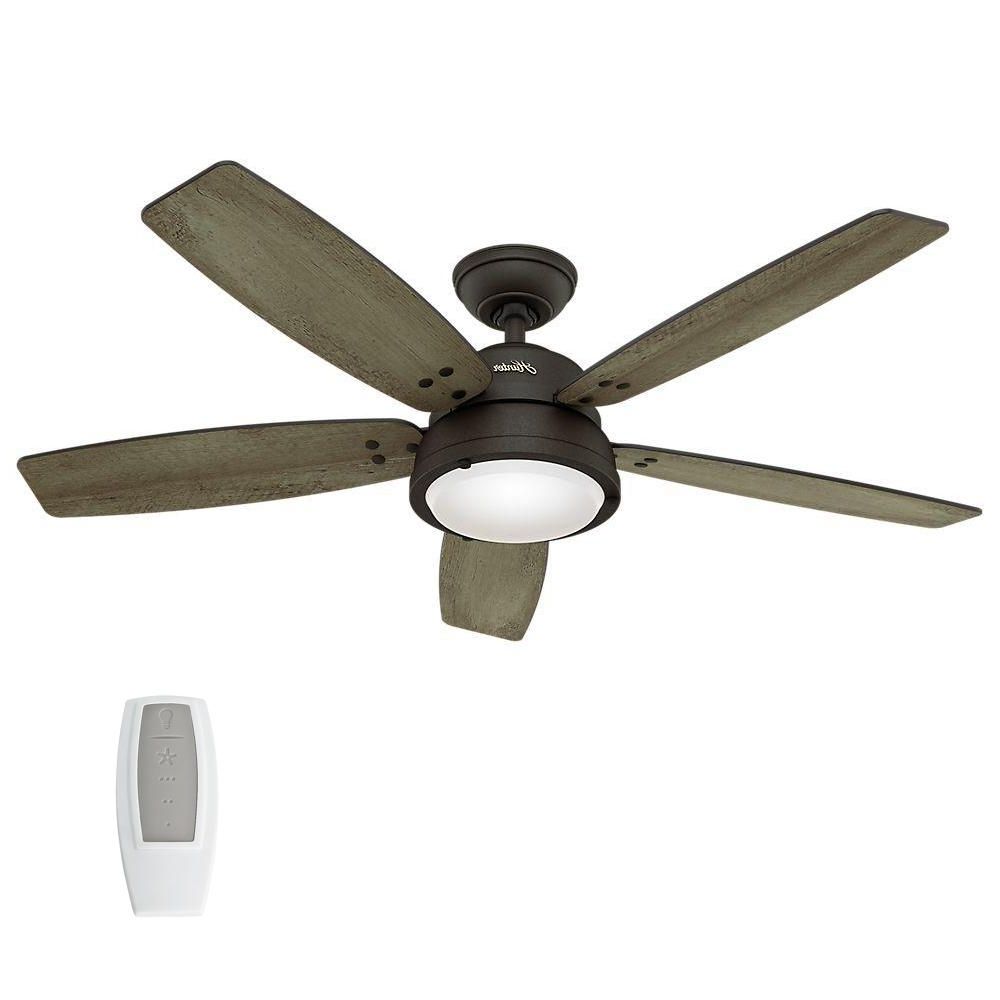 Current Outdoor Ceiling Fans With Lights And Remote Control Within Hunter Channelside 52 In (View 1 of 20)