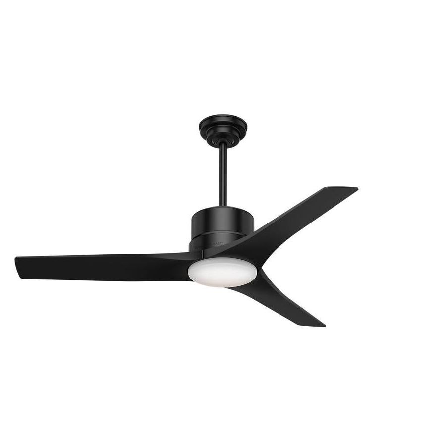 Current Shop Casablanca Piston Led 52 In Matte Black Led Indoor/outdoor For Outdoor Ceiling Fans With Light And Remote (View 2 of 20)