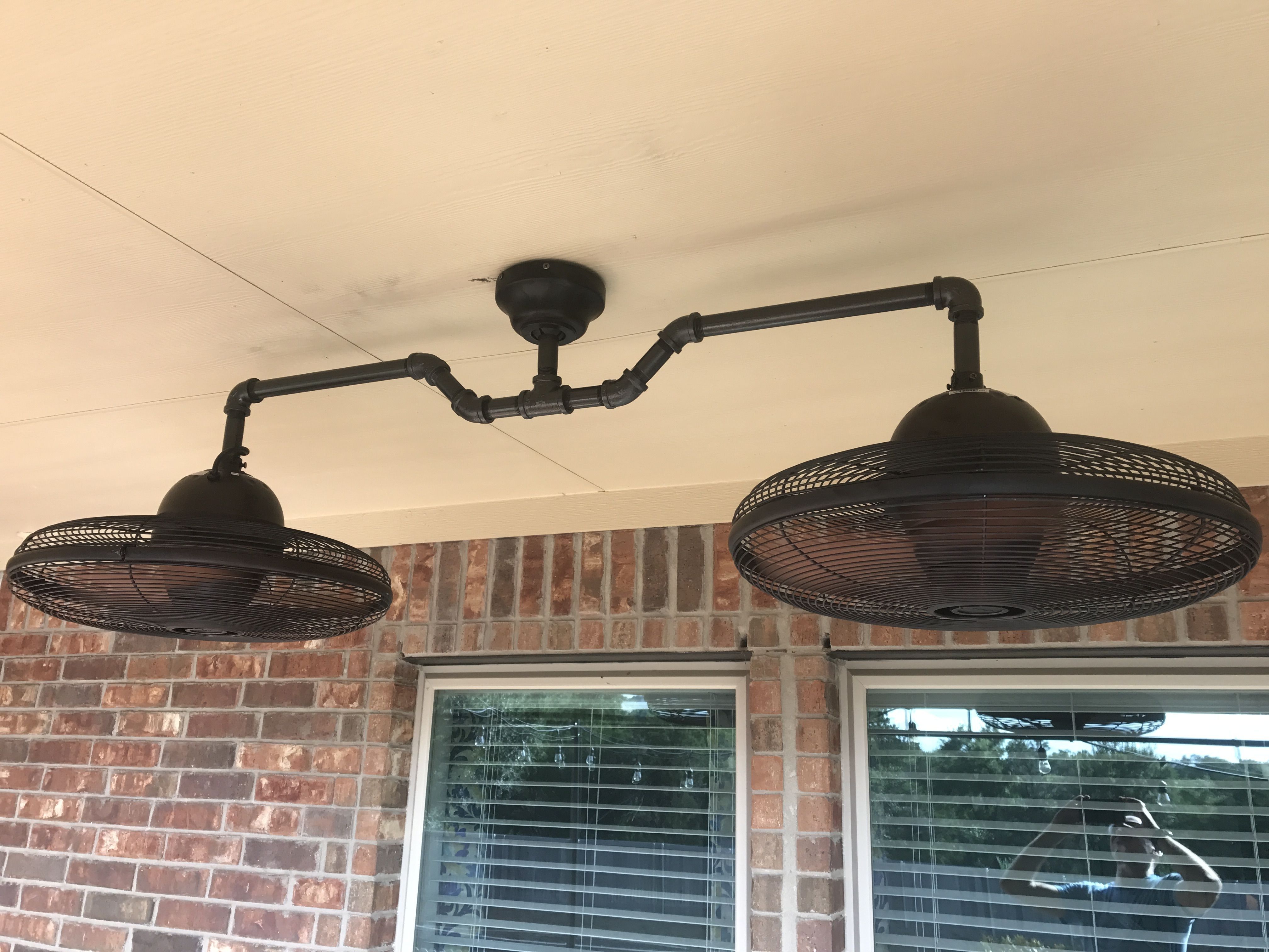 Famous Diy Dual Ceiling Fan Made From Black Iron Pipe And Lowes Allen + Within Black Outdoor Ceiling Fans (View 20 of 20)