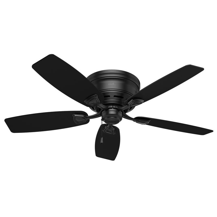 Hunter Sea Wind 48 In Matte Black Flush Mount Indoor/outdoor Throughout Well Known Outdoor Ceiling Fans With Bamboo Blades (View 16 of 20)