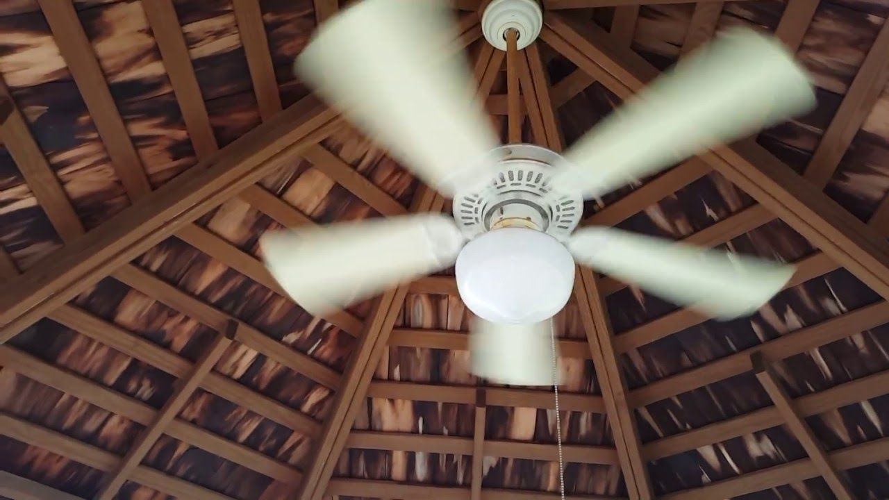 Most Recently Released Outdoor Ceiling Fans For Gazebos Throughout Smaller (42") Hampton Bay Gazebo Ceiling Fan At My Neighbor's Patio (View 16 of 20)