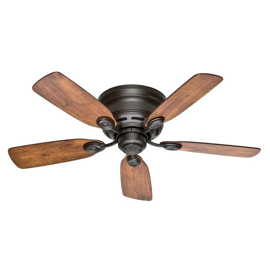 Outdoor Ceiling Fans Flush Mount With Light Within Well Known Shop Hunter Low Profile Iv 42 In New Bronze Indoor Flush Mount (View 13 of 20)