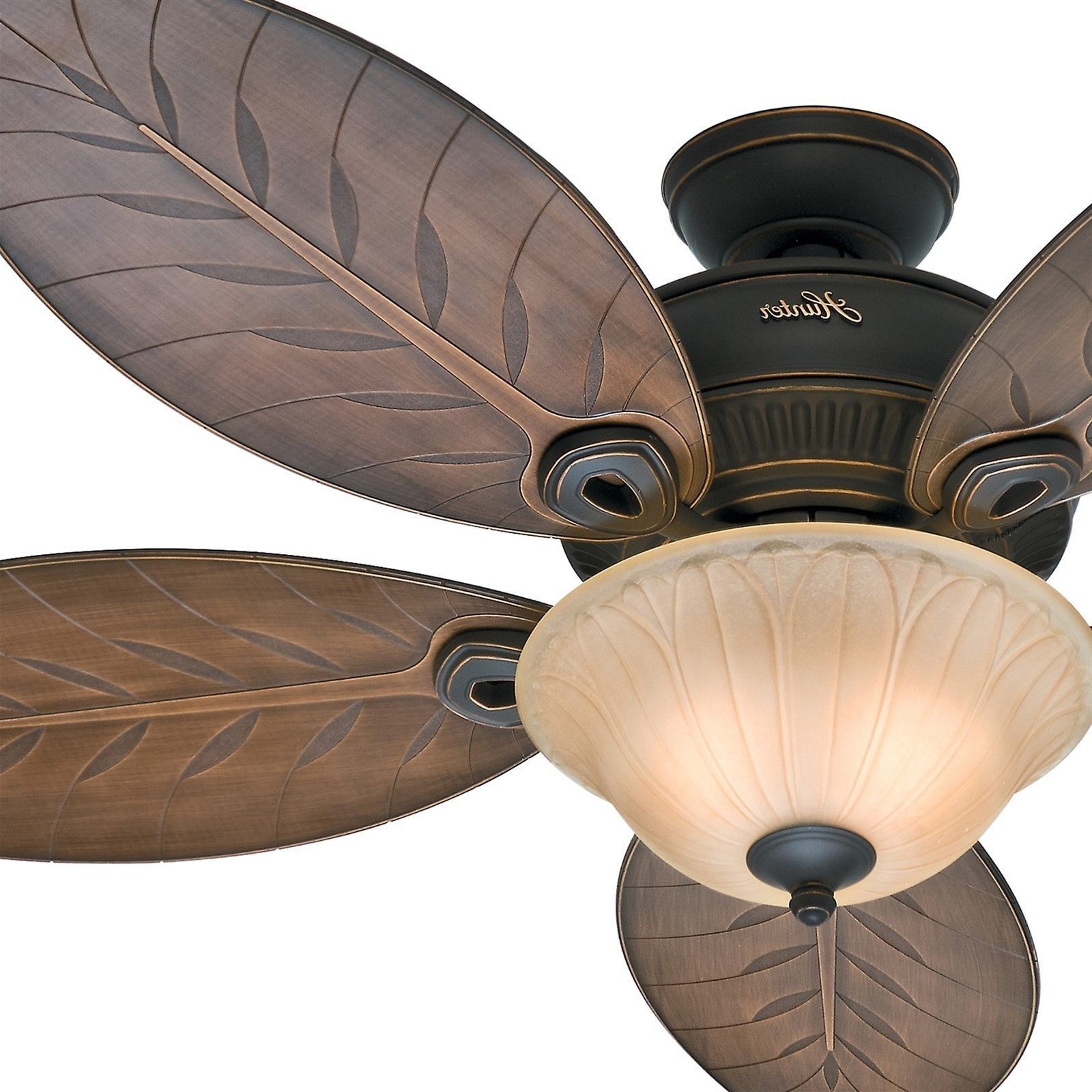 Popular Leaf Blades Outdoor Ceiling Fans Regarding 54" Hunter Casual Outdoor Ceiling Fan Tropical / Traditional Light (View 16 of 20)