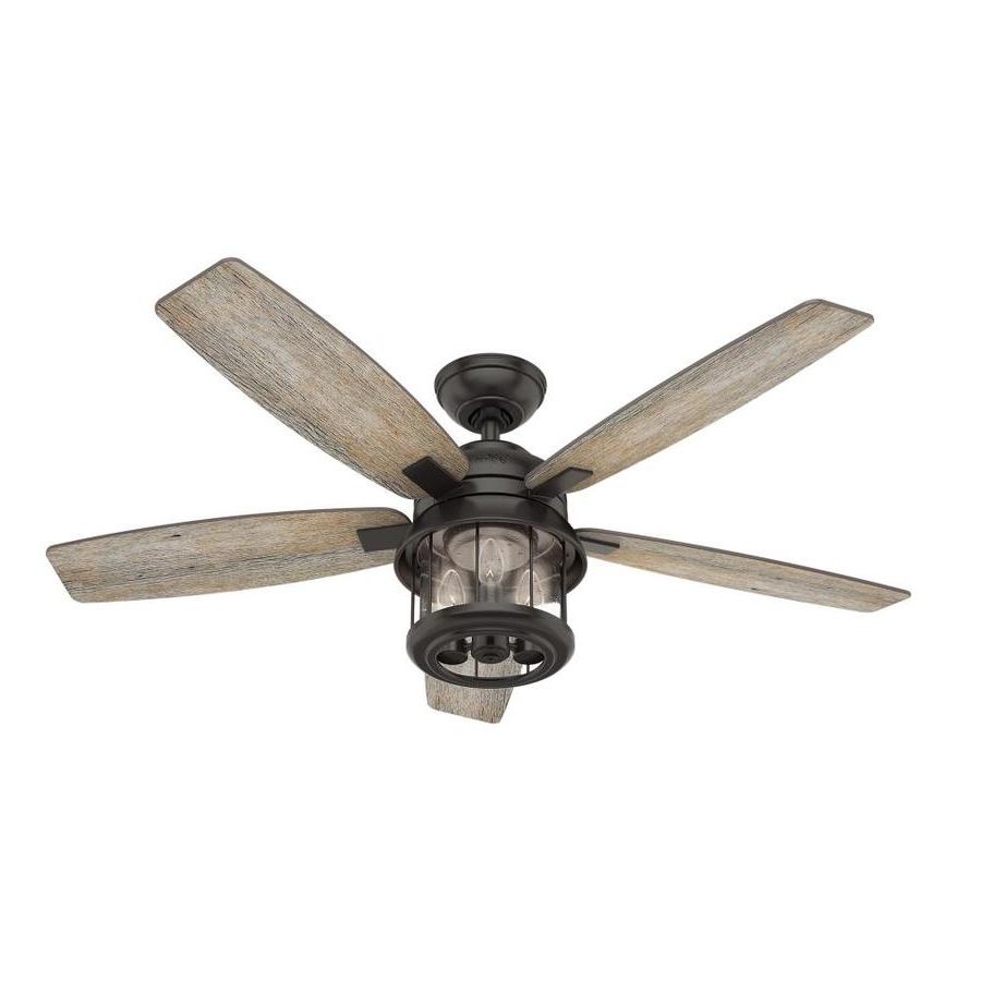 Popular Shop Hunter Coral Bay 52 In Matte Black Indoor/outdoor Ceiling Fan Regarding Indoor Outdoor Ceiling Fans With Lights And Remote (View 4 of 20)