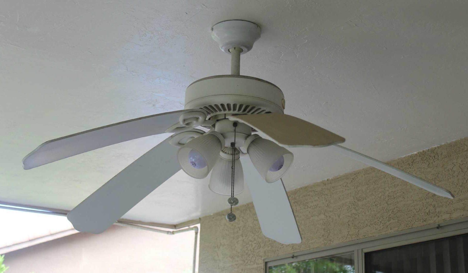 White Outdoor Ceiling Fans With Light Motion Lamps 2018 Attractive Pertaining To Current Outdoor Ceiling Fans With Motion Light (View 10 of 20)