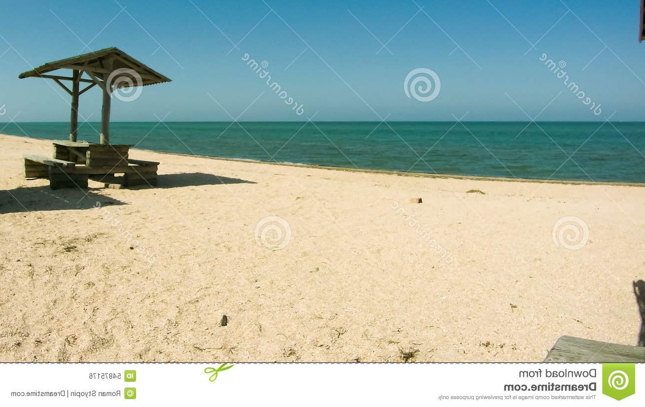 Auriville Beach Umbrellas Pertaining To Widely Used Beach Umbrellas And Wooden Tables And On The Beach Stock Footage (Photo 2 of 20)