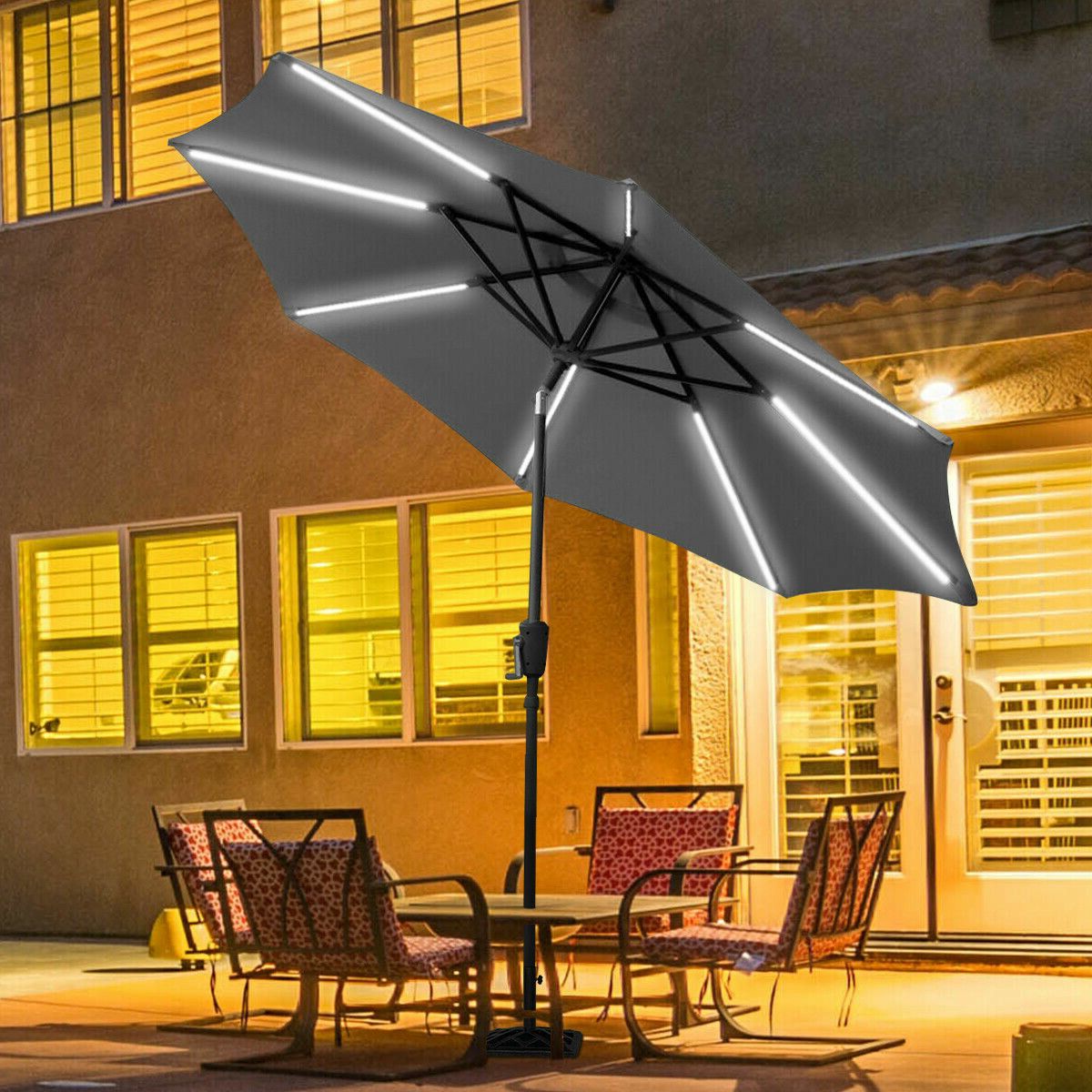 Branscum Lighted Umbrellas With Most Recently Released Sinclair 9' Patio Led Light Market Umbrella (Photo 3 of 20)